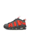 Nike Men's Air More Uptempo Low Shoes In Dark Grey/lt Crimson/metallic Silver