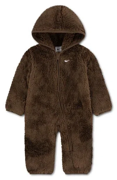 Nike Babies'  High Pile Fleece Convertible Coverall In Brown