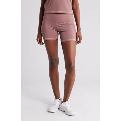 Nike High Waist Shorts In Smokey Mauve/white