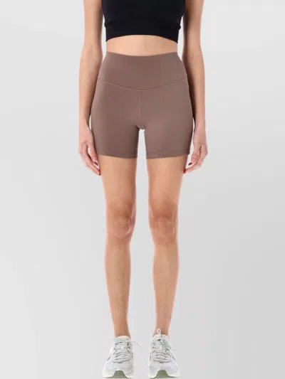 Nike High Waistband Stretch Fabric Shorts In Brown