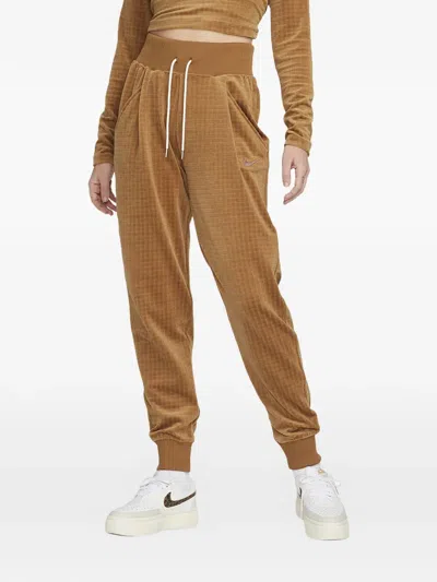 Nike High-waisted Velour Trousers In Brown