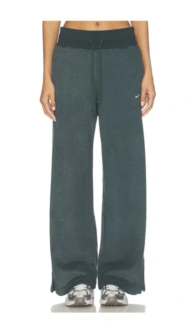 Nike High Waisted Wide Leg Cozy Fleece Pant In Green