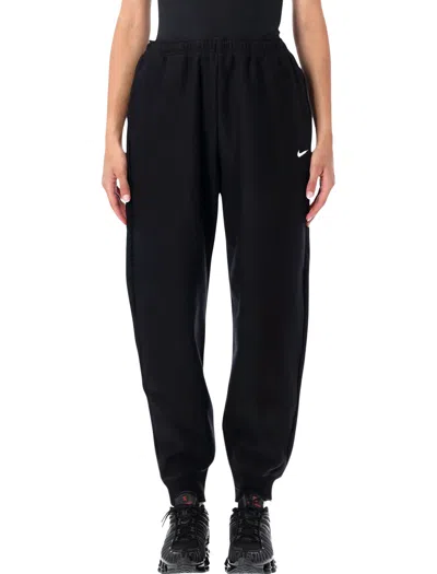 Nike High-waisted Fleece Jogger Pants In Nero