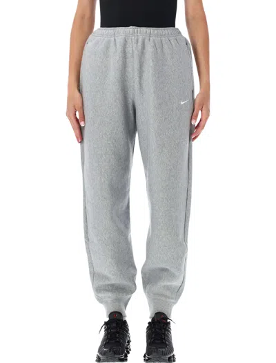 Nike High-waisted Oversized Fleece Joggers In Grigio