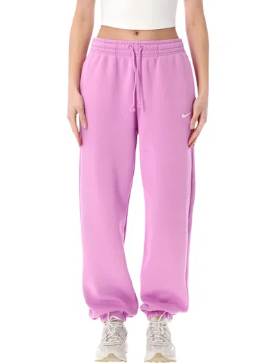 Nike High-waisted Oversized Fleece Sweatpants - Size S In Magenta
