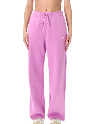 Nike High-waisted Wide-leg Trousers - Size S In Magenta