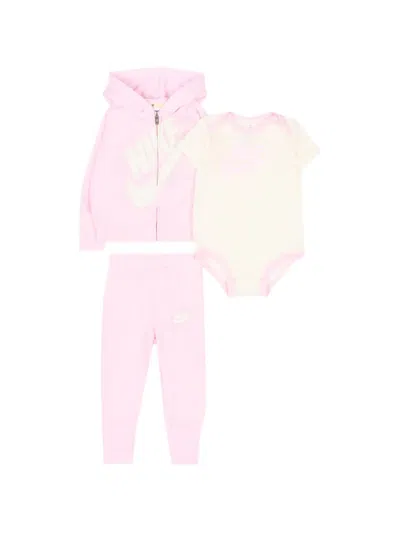 Nike Hooded Babygrow Set In Pink