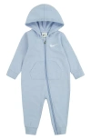 Nike Babies' Hooded French Terry Romper In Cobalt Bliss Heather