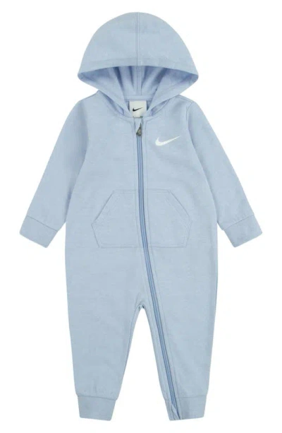 Nike Babies' Hooded French Terry Romper In Cobalt Bliss Heather