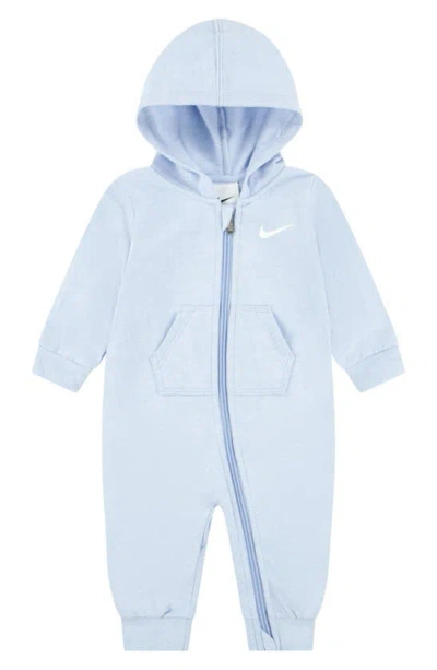 Nike Babies' Hooded French Terry Romper In Cobalt Bliss Heather