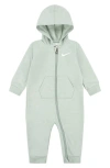 Nike Babies' Hooded French Terry Romper In Mica Green Heather