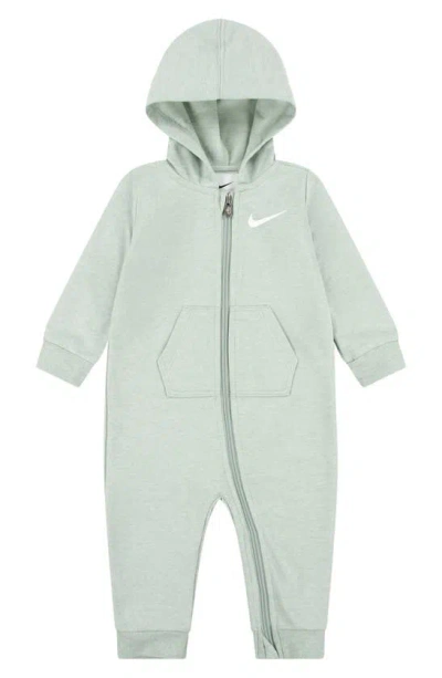 Nike Babies' Hooded French Terry Romper In Mica Green Heather