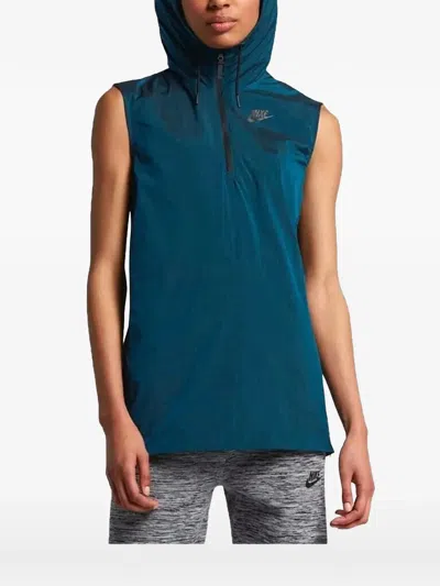 Nike Hooded Sleeveless Jacket In Blue