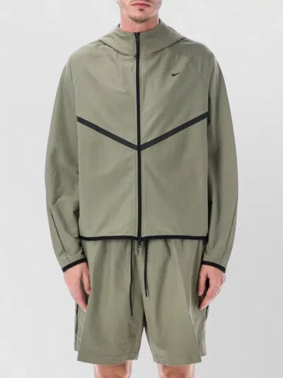 Nike Hooded Zip Jacket Long Sleeves Pockets In Green