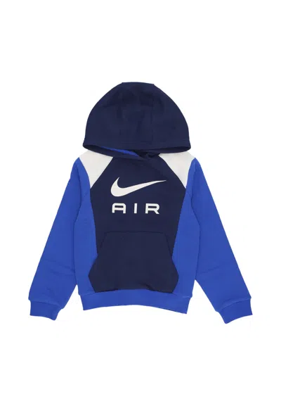 Nike Hoodie Boy Air Logo Hoodie Midnight Navy/game Royal/sail/sail In Blue