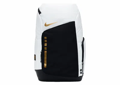 Pre-owned Nike Hoops Elite 32l Backpack In White/gold/black