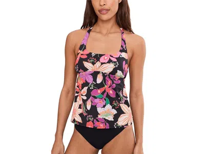 Nike Hot House Floral Square Neck Tankini In Black