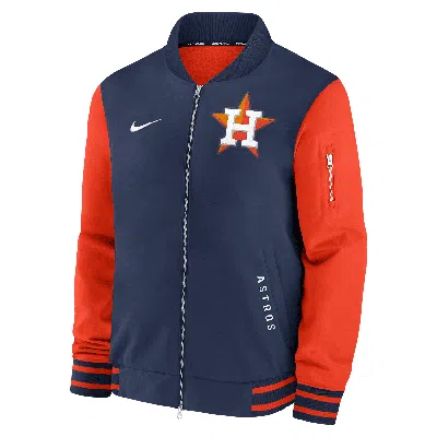 Nike Houston Astros Authentic Collection Dugout  Men's Mlb Full-zip Bomber Jacket In Blue