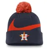 Nike Men's Navy Houston Astros Swoosh Peak Cuffed Knit Hat With Pom In Blue