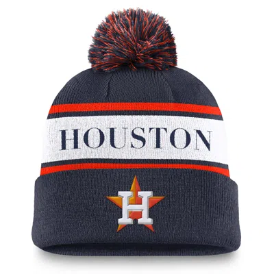 Nike Houston Astros Team Stripe Peak  Men's Mlb Cuffed Pom Beanie In Blue