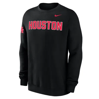 Nike Houston Club Fleece  Men's College Crew-neck Sweatshirt In Black