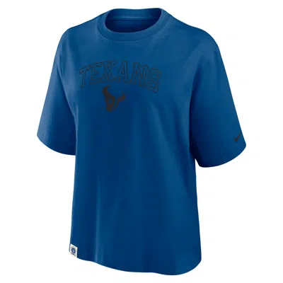 Nike Houston Texans Arch Boxy  Women's Nfl T-shirt In Blue