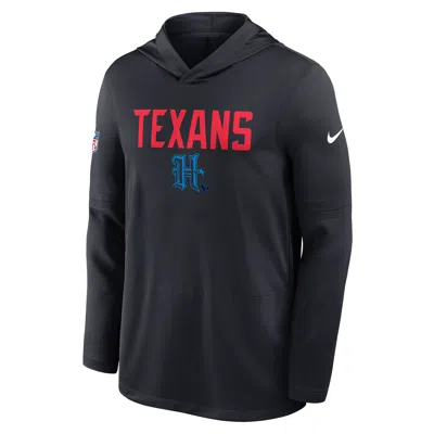 NIKE HOUSTON TEXANS PASS ACCURACY  MEN'S DRI-FIT NFL LONG-SLEEVE HOODED TOP,1015884965