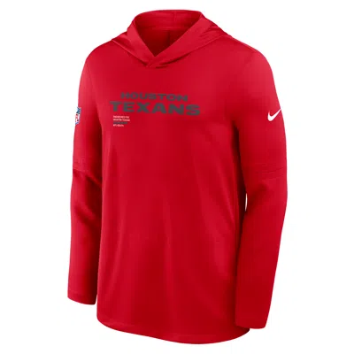 NIKE HOUSTON TEXANS PURE FURY SIDELINE  MEN'S DRI-FIT NFL LONG-SLEEVE HOODED TOP,1015885089