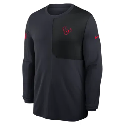 Nike Houston Texans Sideline Coach  Men's Dri-fit Nfl Long-sleeve Top In Blue