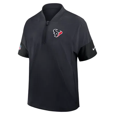 Nike Houston Texans Sideline Coach  Men's Nfl 1/2-zip Short-sleeve Hooded Jacket In Blue