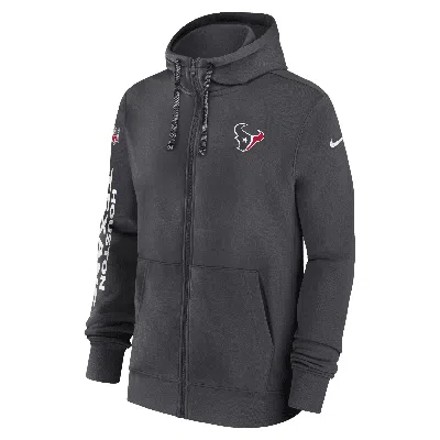 Nike Houston Texans Sideline Team Issue Club  Men's Full Zip Hoodie In Grey