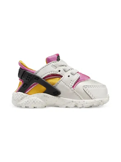 Nike Kids' Huarache Run "light Bone/lethal Pink" Sneakers In White