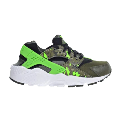 Pre-owned Nike Huarache Run Print Gs 'camo' In Black