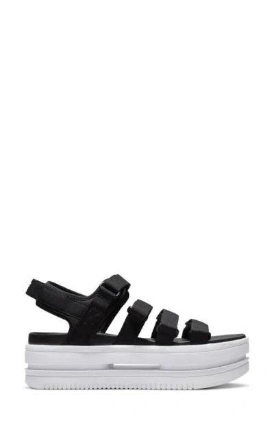 Nike Icon Classic Platform Sandal In Black/white/white