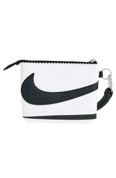 Nike Icon Cortez Wristlet In White/ Black