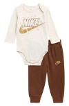 Nike Icon Long Sleeve Graphic Bodysuit & Leggings Set In Brown