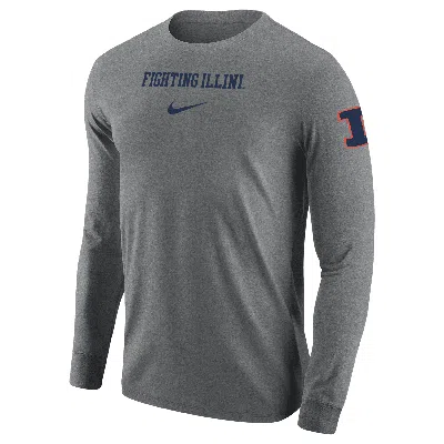 Nike Illinois  Men's College Long-sleeve T-shirt In Grey
