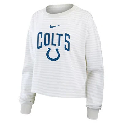 Nike Indianapolis Colts Primetime  Women's Cropped Long-sleeve T-shirt In White