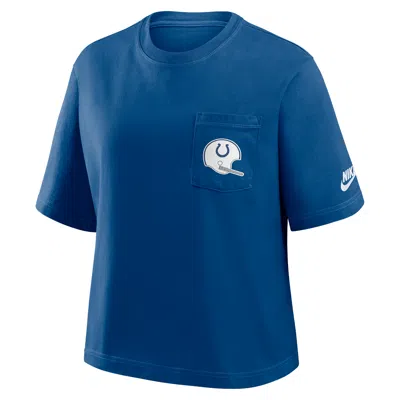 Nike Indianapolis Colts Rewind Pocket Boxy  Women's Nfl T-shirt In Blue