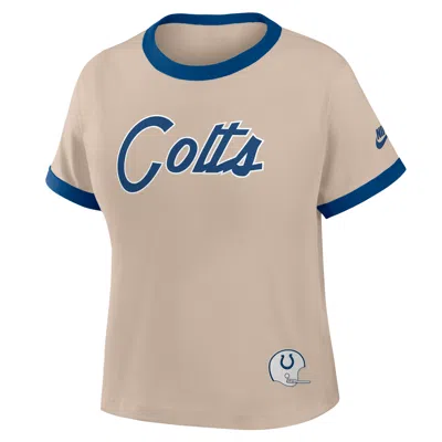 Nike Indianapolis Colts Rewind Ringer Mod  Women's Nfl Cropped T-shirt In Brown
