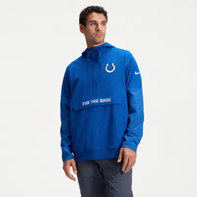 Nike Indianapolis Colts Rivalries Collection Sideline Anorak  Men's Nfl 1/2-zip Hooded Jacket In Blue