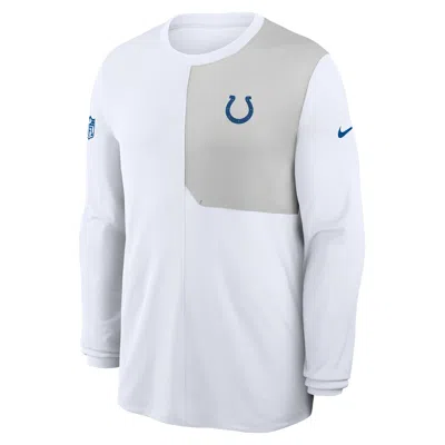 Nike White Indianapolis Colts Sideline Coach Uv Performance Long Sleeve T-shirt
