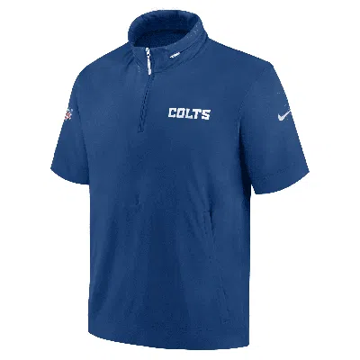 Nike Indianapolis Colts Sideline Coach  Men's Nfl 1/2-zip Short-sleeve Hooded Jacket In Blue