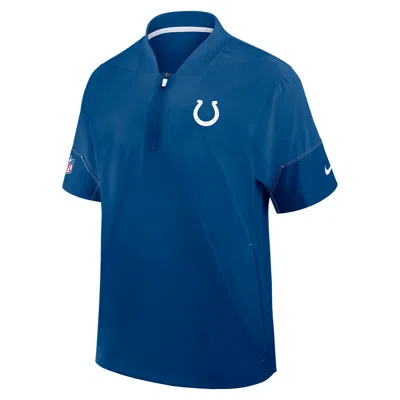 Nike Indianapolis Colts Sideline Coach  Men's Nfl 1/2-zip Short-sleeve Hooded Jacket In Blue