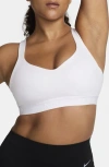 Nike Indy Dri-fit High Support Sports Bra In White/ Stone Mauve/ White
