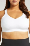 Nike Women's Indy High Support Padded Adjustable Sports Bra (plus Size) In White/stone Mauve/white