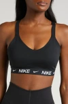 Nike Women's Indy Medium Support Padded Adjustable Sports Bra In Black/white