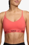 Nike Indy Light Support Padded Adjustable Sports Bra In Red