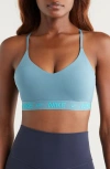 Nike Indy Light Support Padded Adjustable Sports Bra In Blue