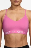 Nike Indy Light Support Padded Adjustable Sports Bra In Pink